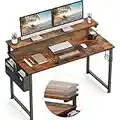 ODK Computer Desk with Adjustable Monitor Shelves, 48 inch Home Office Desk with Monitor Stand, Writing Desk, Study Workstation with 3 Heights (10cm, 13cm, 16cm), Rustic Brown