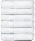 White Classic Wealuxe Cotton Bath Towels - 61x127 CM - Lightweight Soft and Absorbent Gym Pool Towel - 6 Pack - White