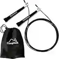 CampTeck U6576 3m (10ft) Speed Skipping Rope Adjustable Steel Cable Jump Rope with Ball Bearing Mechanism for Fitness Workouts Fat Burning Exercise Boxing MMA Training - Black