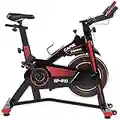 CARE FITNESS - Vélo Droit d’Intérieur Spi bike - Vélo d'appartement - Confortable et Silencieux – Vélo Sport Biking Indoor avec Réglage Amplitude Articulaire - Cardiofréquencemètres (Rouge)