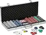Fat Cat by GLD Products 11.5 Gram Texas Hold 'em Claytec Poker Chip Set with Aluminum Case, 500 Striped Dice Chips, 24.25 Inch