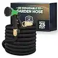 Joeys Garden Expandable Garden Hose with 8 Function Hose Nozzle, Lightweight Anti-Kink Flexible Garden Hoses, Extra Strength Fabric with Double Latex Core (25 FT, Black)
