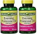 Spring Valley Evening Primrose Oil 1000mg Twin Pack 150 Total, 75 soft gels each bottle Aceite de onagra 1000 mg Paquete doble 150 Total, 75 geles suaves cada botella