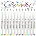 AOSUCO 12 Colors Arts Sign Brush Pens for hand lettering, Brush Lettering Pen for Modern Calligraphy Greeting Cards Signature, Beginners Calligraphy Set for Bullet Journal Calligraphy Book