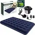 Green Haven Double Blow up Camping bed + AC Electric Air pump | Waterproof Double Airbed Inflatable Mattress | Camping Electric Pump for Inflatables with 3 Nozzles | Quick Inflatable Camping Mattress