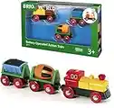 BRIO World 33319 Zug mit Batterielok - Mit beweglichem Kohlewaggon und rotierendem Zementmischer - Geeignet für Kinder ab 3 Jahren