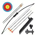 Recurve Bow and Arrow Set Archery with Quiver Target Finger Tab Armguard Outdoor Youth Children Junior Beginner Longbow Training