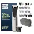 Philips Norelco Multi Groomer 23 Piece Men's Grooming Kit, Trimmer for Beard, Head, Body, and Face - Stainless Steel Precision. No Blade Oil Needed. MG9520/50