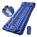 MEETPEAK Sleeping Pad, Extra Thickness 4 Inch Inflatable Camping Sleeping Mat with Pillow Built-in Foot Press, Compact Ultralight Camping Air Mattress for Backpacking, Hiking, Tent