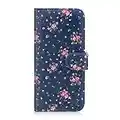 32nd Floral Series - Design PU Leather Book Wallet Case Cover for Apple iPhone XR, Designer Flower Pattern Wallet Style Flip Case With Card Slots - Vintage Rose Indigo