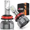 Nilight H11 LED Headlight Bulbs, 350% Brighter, 50W 10000lm Headlamp Bulbs, Mini Size, H9 High Beam, H11 Low Beam, H11/H9/H8/H16 Fog Light, 6000K Cool White, Pack of 2