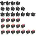 GTIWUNG 32Pcs Mini Interruttore a Bilanciere 2 Pin SPST Mini Interruttore Barca,Interruttore a Dondolo,Auto Interrutore Quadrato Per Auto Barca,Elettrodomestici 10A/125V, 6A/250V, Rosso & Nero