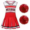 Sicypoty Girls Cheerleader Outfit Cheerleading Costume for Halloween Sport Games 3-5 Years Red