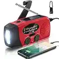 AOKBON Radio Solar de Emergencia Radio FM/Am/NOAA Portátil Manivela de la Mano Radio con 2000mAh como Power Bank 3-LED Linterna Alarma SOS Radio portátil y Recargable doméstica y de Camping