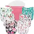 wegreeco Washable Reusable Baby Cloth Pocket Diapers 6 Pack + 6 Bamboo Inserts (with 1 Wet Bag, Flower)