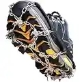 Crampons à Glace antidérapants en Acier Inoxydable avec 19 Pics de Traction pour Bottes, Chaussures pour Femmes, Hommes, Enfants, Protection sûre pour la randonnée, l'alpinisme（Black, Medium