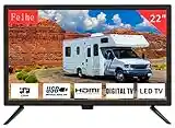 Feihe 22 Inch TV, 1080p LED Widescreen HDTV with Digital ATSC Tuners, 22 Inch Flat Screen TV with HDMI, VGA, RCA, USB for Kitchen, RV, Bedroom, Caravan, Black (ATSC-22)