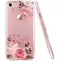 JIAXIUFEN iPhone 7 Funda, Funda de Silicona Suave Case Cover Protección Cáscara Soft Gel TPU Carcasa Funda para Apple iPhone 7/iPhone 8 - Flor Floral Diseño Rose Flower