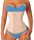 YIANNA Women's Latex Waist Trainer Long Torso Underbust Corsets Cincher Sport Girdle, Beige, Medium