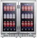 EdgeStar CBR902SGDUAL 30 Inch Wide 160 Can Built-In Side by Side Beverage Cooler with Blue LED Lighting