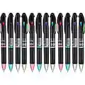 12 Pièces Stylos à Bille Rétractable Stylos Multicolores 4 Couleurs Encre (Noir, Bleu, Rouge et Vert) Stylos à Bille à Encre Gel (12)