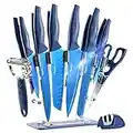 Wanbasion 16 Pieces Kitchen Knife Set Dishwasher Safe, Professional Chef Kitchen Knife Set, Kitchen Knife Set Stainless Steel with Knife Sharpener Peeler Scissors Acrylic Block