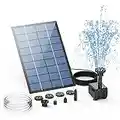 AISITIN 2.5W Solar Fountain Pump, DIY Outdoor Solar Water Fountain Pump with 6 Nozzles and 4ft Water Pipe, Solar Powered Pump for Bird Bath, Ponds, Garden and Fish Tank Garden, Pond