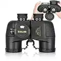 ESSLNB Marine Binoculars 10X50 Military Binoculars with Night Vision Rangefinder Compass IPX7 100% Floating Waterproof BAK4 Prism For Hunting Bird Watching Boating