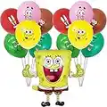 14Pcs Décorations de Ballons SpongeBob, Wopin Décorations de fête d'anniversaire ballons à l'héliumde Anniversaire Feuille Ballons pour Enfants Spongebob Décorations de Fête à Thème Cadeau de Fêtes