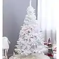 Uten Albero di Natale 150cm, Albero di Natale Artificiale Bianco con Luci in Filo di Rame da 12m(240luci), 450 Rami, Supporto In Metallo Staccabile, Adatto per Interni Esterni Decorazioni Natalizie