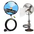 Kit de système de refroidissement de ventilateur brumisateur pour terrasse extérieure, ventilateur de brumisation pulvérisateur d'eau, brumisateur d'eau d'été pour plantes (35,6 cm)