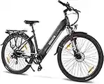 ESKUTE Polluno Electric Bike 28”Electric City Bicycle Range 65 miles Bafang Motor 250W Samsung Cell Lithium-ion Integrated Battery 36V 14.5Ah for Adults, Shimano 7 Speed