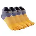 AONIJIE 2 Pairs Running Toe Socks, Low Ankle Athletic Socks, Five Finger Trainer Socks, Toe Separator Socks, Compression Socks for Men and Women, Arch Support, for Trekking, Yoga and Gym, Yellow