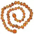 Genuine Baltic Amber Necklace - Raw not Polished Beads - Knotted Between Beads - Sizes from 30 to 36 cm (Cognac, 32cm)