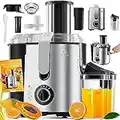 KESSER® Entsafter für Obst und Gemüse aus Edelstahl 1100W große 85 mm Einfüllöffnung inkl. Reinigungsbürste und Saftbehälter 3 Geschwindigkeitsstufen, Saftpresse Juicer (Silber/Silber)