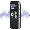 8GB Digital Voice Recorder Professional, Rechargeable Mini Voice Recorder with Multifunctional Digital Audio & MP3 Playback (Black)