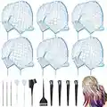 17 Pcs Hair Highlighting Kit, 6 Pcs Hair Disposable Frosting Cap Highlight Cap with 3 iron crochet hook, 2 Plastic Hooks, 2 Hair Dye Brushes Hair Dye Combs, 4 Hair Clips for Salon Home Dyeing Hair Use