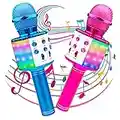 ICNOW Microfono Wireless Bluetooth Karaoke per Bambini, 2Pcs 5-in-1 Microfoni con LED Flash Compatibile con TV/Telefono/PC Macchina Karaoke per Adulti Ragazze Festa di Famiglia Giocattolo & Regalo