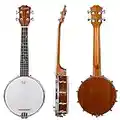 Kmise Banjo Ukulele 4 String Concert Banjo Sapele Aquila String Beautiful Flower Abalone Dots