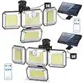 Solar Outdoor Lights, 3500LM 333 LED Motion Sensor Lights, IP65 Waterproof Security Flood Lights, Separate Solar Panel 330° Wide Angle Remote Control