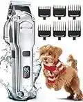 oneisall Dog Clippers for Grooming for Thick Heavy Coats/Low Noise Rechargeable Cordless Pet Shaver with Stainless Steel Blade for Pets and Animals, Waterproof