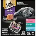 SHEBA PERFECT PORTIONS Paté Adult Wet Cat Food Trays (24 Count, 48 Servings), Signature Seafood Entrée, Easy Peel Twin-Pack Trays