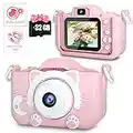 Kids Camera for Girls and Boys, Kids Digital Dual Camera 2.0 Inches Screen 20MP Video Camcorder Anti-Drop Children Cartoon Selfie Camera, Camera for Kids with Games, Birthday Gift, 32GB Memory Card 1