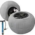 VEVOR Beach Balloon Wheels, 13" Replacement Sand Tires, TPU Cart Tires for Kayak Dolly, Canoe Cart and Buggy w/Free Air Pump, 2-Pack, Grey