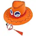 Miotlsy Ace Hat de cosplay de fieltro de Cartoon gorra de viaje Western Hat al aire libre Sun Protect Sombrero de vaquero del salvaje oeste con ala ancha accesorio para disfraz