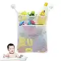 Horuhue Bath Toy Storage Organizer, Hanging Mesh Bag with Suction Cup Hooks Multi-Pockets for Storage Toy Organizer Mesh Net Bag (Large 20.5" x 17.7")