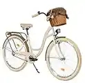 Milord Komfort Fahrrad mit Korb Hollandrad, Damenfahrrad, Citybike, Retro, Vintage, 26 Zoll, Creme-Braun, 1-Gang