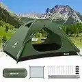 V VONTOX Tenda Campeggio, 2-3 Persone Ultra-Leggero Tenda a Due Porte, Anti UV e Impermeabile, 3-4 Stagioni, Oscurante e Sole, per Campeggio, Arrampicata, Escursioni, Viaggi di Coppia (Verde)