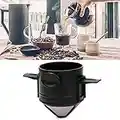 Reusable Pour Over Coffee Maker, Stainless Steel Cone Coffee Dripper Filter 1-2 Cup, Paperless with Collapsible Holders for Home Office Travel Camping