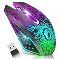 VersionTECH. Wireless Gaming Mouse Rechargeable Computer Mouse Mice Souris with Colorful LED Lights Silent Click 2.4G USB Nano Receiver 3 Level DPI for PC Gamer Laptop Desktop Chromebook Mac